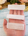 MINI Rough Selenite Crystal Stick - One 2.5 Inch Stick - Slanted