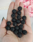 Lava Rock Scoria Black Basalt Natural Crystal Sphere Gemstone Bead | 12mm DRILLED