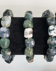 Moss Agate Crystal Natural Gemstone Nugget Bead Bracelet - 2