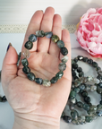 Moss Agate Crystal Natural Gemstone Nugget Bead Bracelet - 4