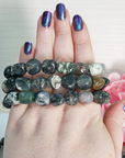 Moss Agate Crystal Natural Gemstone Nugget Bead Bracelet - 3