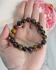 Multi Tigers Eye Crystal Natural Gemstone 10mm Bead Bracelet - In Hand