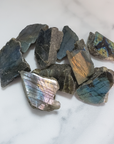 Flashy Labradorite Natural Crystal Rough Slice Slab - Multiple Sizes! - Labradorite Stones on Tile