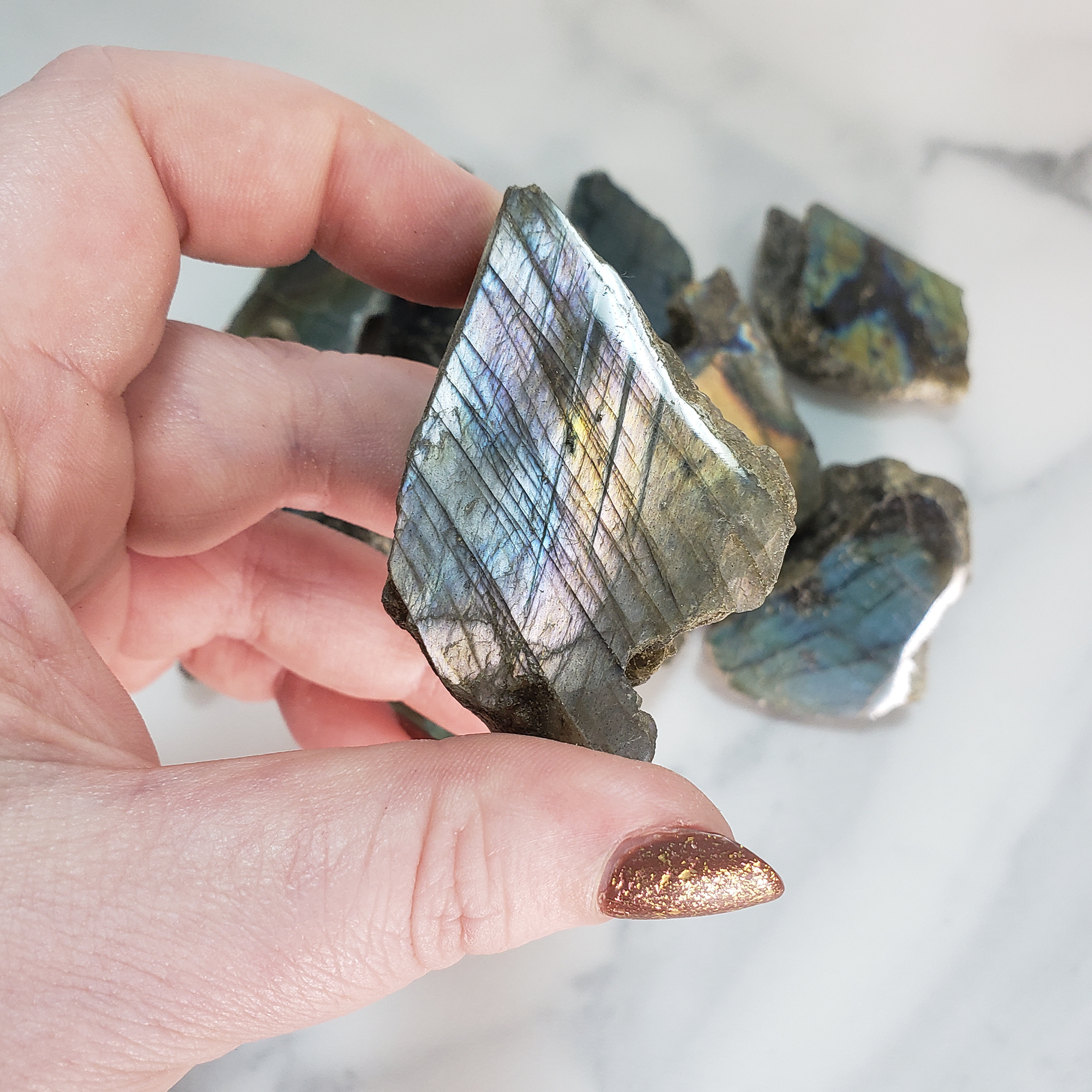 Flashy Labradorite Natural Crystal Rough Slice Slab - Multiple Sizes! - Purple Labradorite