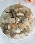 Pale Smoky Quartz & Natural Citrine Crystal Tumbled Stone - In White Ceramic Dish