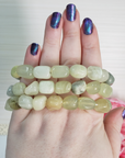 New Jade Serpentine Stone Natural Crystal Nugget Bead Bracelet - 1