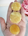 Orange Calcite Crystal Palm Stone Natural Gemstone Worry Stone Meditation Tool - Natural Gems