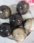 Palm Root Fossil Agatized Petrified Wood Natural Organic Gemstone Crystal Sphere Orb | 50mm - 55mm - 2