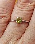 Peridot Stone Natural Crystal Sterling Silver Ring - Annabelle - Close Up