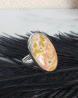 Unique Pink Ocean Jasper Orbicular Jasper Crystal Natural Gemstone 925 Sterling Silver Ring | Adjustable - 2