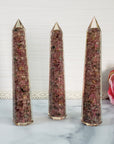 Pink Tourmaline Orgone Tower | Gemstone Crystal Chips in Resin Obelisk Point - 4