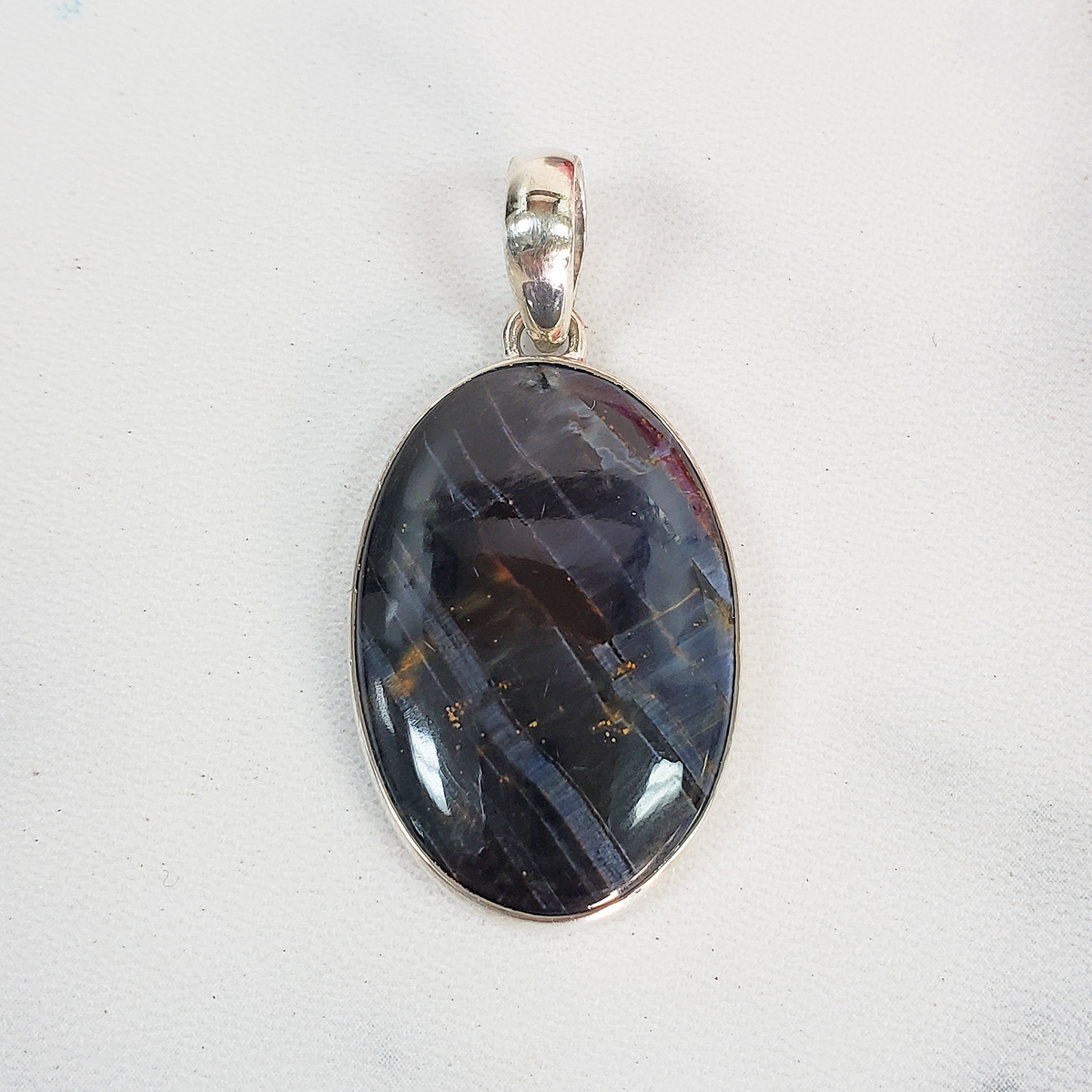 Dark Pietersite selling Necklace, Gold and Blue Pietersite Pendant, Triangle Pietersite in Sterling Silver, Pietersite Pear Jewelry, Shiny Polished