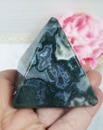 Unique Moss Agate Stone Natural Crystal Pyramid | 2 Inch Base | Prosperity - 6