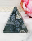Unique Moss Agate Stone Natural Crystal Pyramid | 2 Inch Base | Prosperity