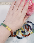 Rainbow Crystal Chakra Bracelet | 7-8mm Natural Gemstone Bead Bracelet - On Wrist