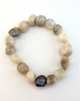 Rainbow Moonstone Crystal Nugget Bead Bracelet - White Background 2