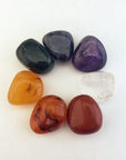 Rainbow Seven Chakra Tumbled Crystals Set - On White Background