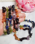 Rainbow Seven Chakra Natural Crystal Chip Bead Bracelet | Chakra Alignment