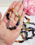 Rainbow Seven Chakra Natural Crystal Chip Bead Bracelet | LGBTQIA Support
