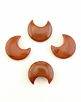 Red Jasper Natural Gemstone Crescent Moon Carving Fidget Stone - Red Jasper Stone Crystal Moons - On White Background
