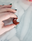 Red Jasper Natural Gemstone Crescent Moon Carving Fidget Stone - Red Jasper Stone Crystal Moon Between Fingers