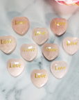 Rose Quartz Crystal Natural Gemstone Heart Carving | Engraved Love Affirmation - Hearts Together