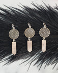 Rose Quartz Crystal Natural Gemstone Jewelry Flower of Life Pendant - 1