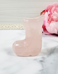 Unique Rose Quartz Crystal Natural Gemstone Santa Boot Christmas Stocking Carving
