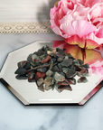 Seftonite Bloodstone Natural Gemstone Chips By the Ounce - Bloodstone Crystal Chips on Craft Mirror