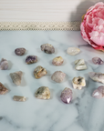 Cactus Quartz & Spirit Amethyst Crystal Mix Natural Semi-Tumbled Stones - On Tile