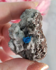 Unique Cavansite Crystal Cluster with White Stilbite in Basalt Matrix Natural Mineral Formation | Siduri - 1