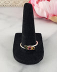 Green Tourmaline, Pink Tourmaline, & Yellow Tourmaline Crystal Natural Gemstone 925 Sterling Silver Ring | Size 10