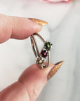 Green, Pink, & Yellow Tourmaline Crystal Natural Gemstone 925 Sterling Silver Ring | Size 10 - 2