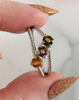 Yellow Tourmaline, Pink Tourmaline, & Green Tourmaline Crystal Natural Gemstone 925 Sterling Silver Ring | Size 10 - 6