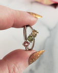 Pink Tourmaline, Green Tourmaline, & Yellow Tourmaline Crystal Natural Gemstone 925 Sterling Silver Ring | Size 6 - 2