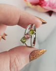 Green Tourmaline & Pink Tourmaline Crystal Natural Gemstone 925 Sterling Silver Ring | Size 7 - 6