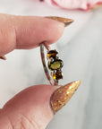 Green Tourmaline & Yellow Tourmaline Crystal Natural Gemstone 925 Sterling Silver Ring | Size 7 - 1