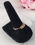 Pink Tourmaline & Yellow Tourmaline Crystal Natural Gemstone 925 Sterling Silver Ring | Size 8 - 2