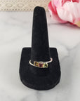 Green Tourmaline, Pink Tourmaline, & Yellow Tourmaline Crystal Natural Gemstone 925 Sterling Silver Ring | Size 9