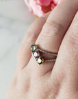 Orange-Yellow Tourmaline, Pink Tourmaline, & Green Tourmaline Crystal Natural Gemstone 925 Sterling Silver Ring | Size 9 - 4