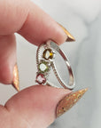 Yellow Tourmaline, Green Tourmaline, & Pink Tourmaline Crystal Natural Gemstone 925 Sterling Silver Ring | Size 9 - 4