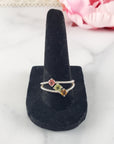 Yellow Tourmaline, Green Tourmaline, & Pink Tourmaline Crystal Natural Gemstone 925 Sterling Silver Ring | Size 9