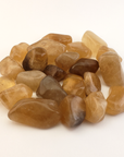 Smoky Quartz & Natural Citrine Tumbled Stone - One Stone - White Background