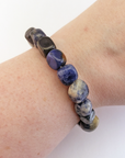 Sodalite Gemstone Nugget Stretch Bracelet - On Wrist