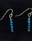 Faceted Chrysocolla Gemstone Bead Natural Crystal Sterling Silver Earrings