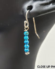 Faceted Chrysocolla Gemstone Bead Natural Crystal Sterling Silver Earrings - 1