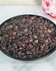 Strawberry Quartz Crystal Natural Gemstone Chips By the Ounce - in Black Ceramic Plate