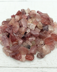 Strawberry Quartz Crystal Natural Gemstone Chips By the Ounce - Close Up 2