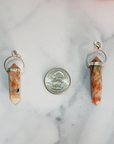 Sunstone Crystal Natural Gemstone Point Pendant - Size Comparison