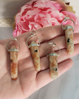 Sunstone Crystal Natural Gemstone Point Pendant - In Hand